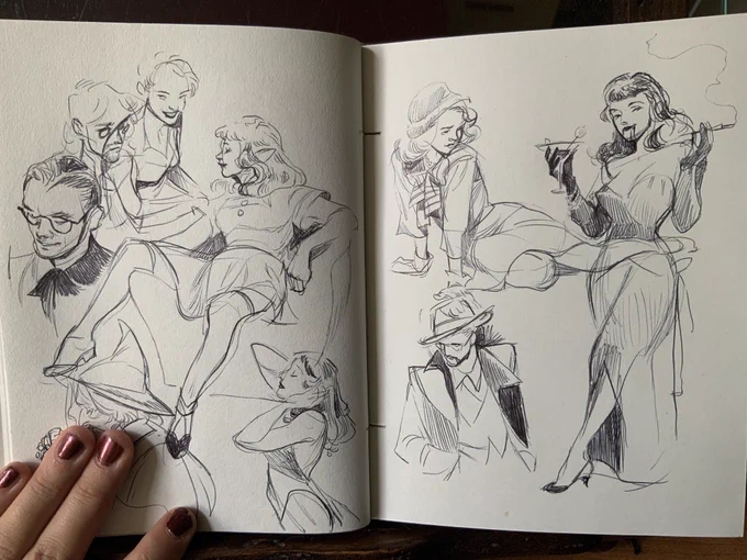 Feeling pin-up-y with the warm up sketches today ✨ I recently discovered Alex Raymond and I am enthralled 