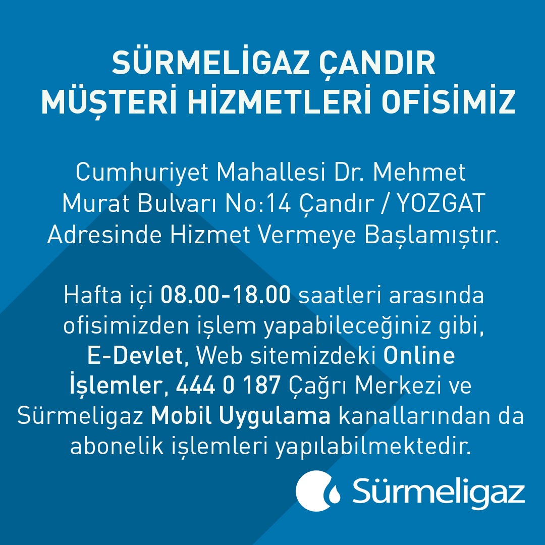 CedasDogalgaz's tweet photo. Sürmeligaz-Çandır Müşteri Hizmetleri Ofisimiz hizmet vermeye başlamıştır.
#sürmeligaz
#çandır
#sürmeligazçandır
#cedas
#ahlatcıholding https://t.co/YFWX2bR6cV
