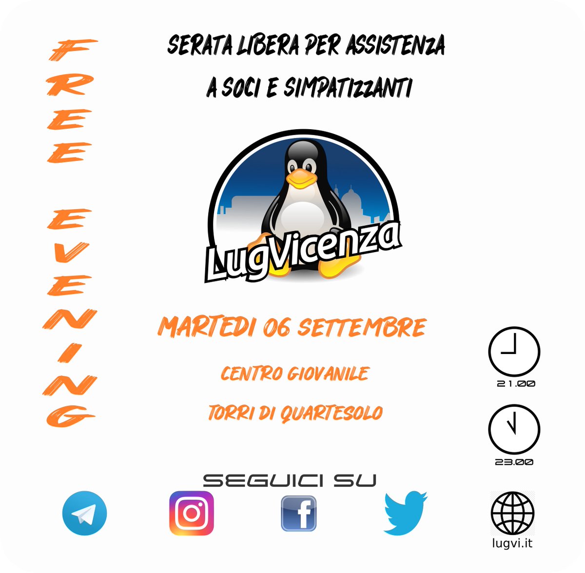 lugvi's tweet photo. Ciao a tutti, riprendono gli incontri al Lug Vicenza dopo le vacanze estive, ci troviamo quindi martedì 06 settembre dalle ore 21 presso la sede in via Roma 89 a Torri di Quartesolo. Vi aspettiamo https://t.co/5GwOYwEX6V