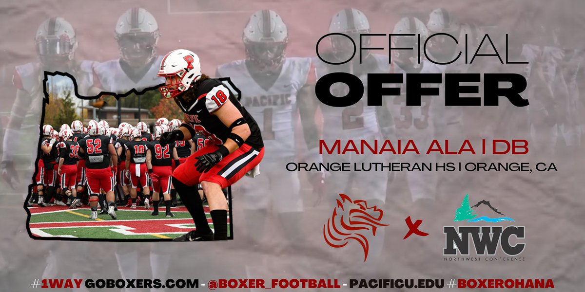 Excited and humbled to be offered by pacific university!🟥⬛️Thank you so much @Coach_BMeyer!! @coach_daycason @Pick6_Lee @OLuFootball @CoachDub35 @ChrisWardOL