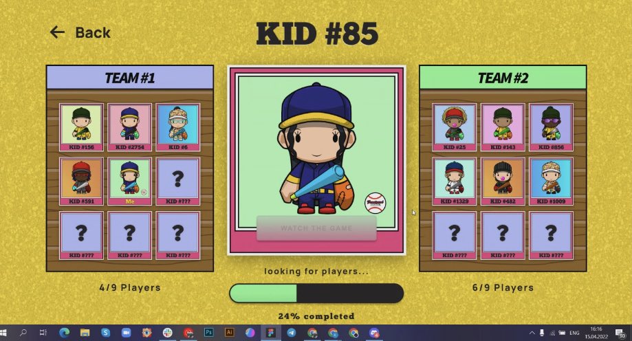 Sneak peak at the matchmaking page 

Here you will be able to view your team and your opponent skills/stats. Once all players have been found then the game will commence! 

Top three players from the winning team get bonus $$. 

That’s utility!