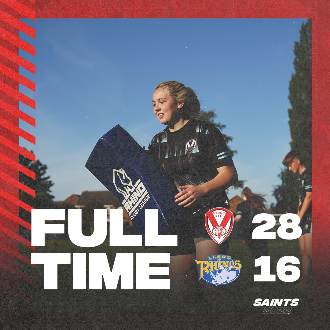 saints1890women's tweet photo. FT’ 🔴⚪️ Saints Women 28-16 Leeds Rhinos Women 🦏

A strong win for the young Saints over @leedsrhinos tonight. Brussels (3), Arrowsmith, Mottershead and Harmon our scorers at Crusader Park!

#COYS https://t.co/WZHwzZqaSu