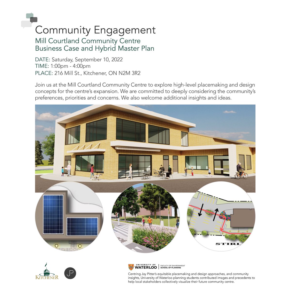 Kitchener folks, in a couple of weeks my team will be back to explore placemaking &amp; design interventions for the MCCC expansion. Special thanks to my University of Waterloo planning students who contributed fantastic images &amp; precedents informed by my practice principles…