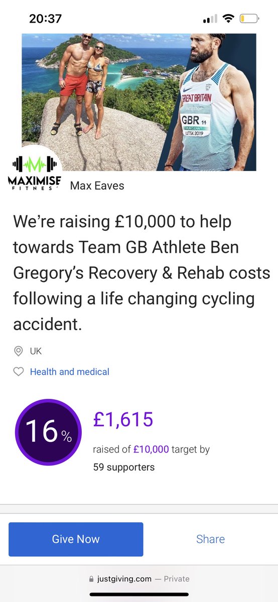 Polevaultmax's tweet image. £1665 for Ben and still climbing. Please share where possible justgiving.com/crowdfunding/r… #Run4BenGregz