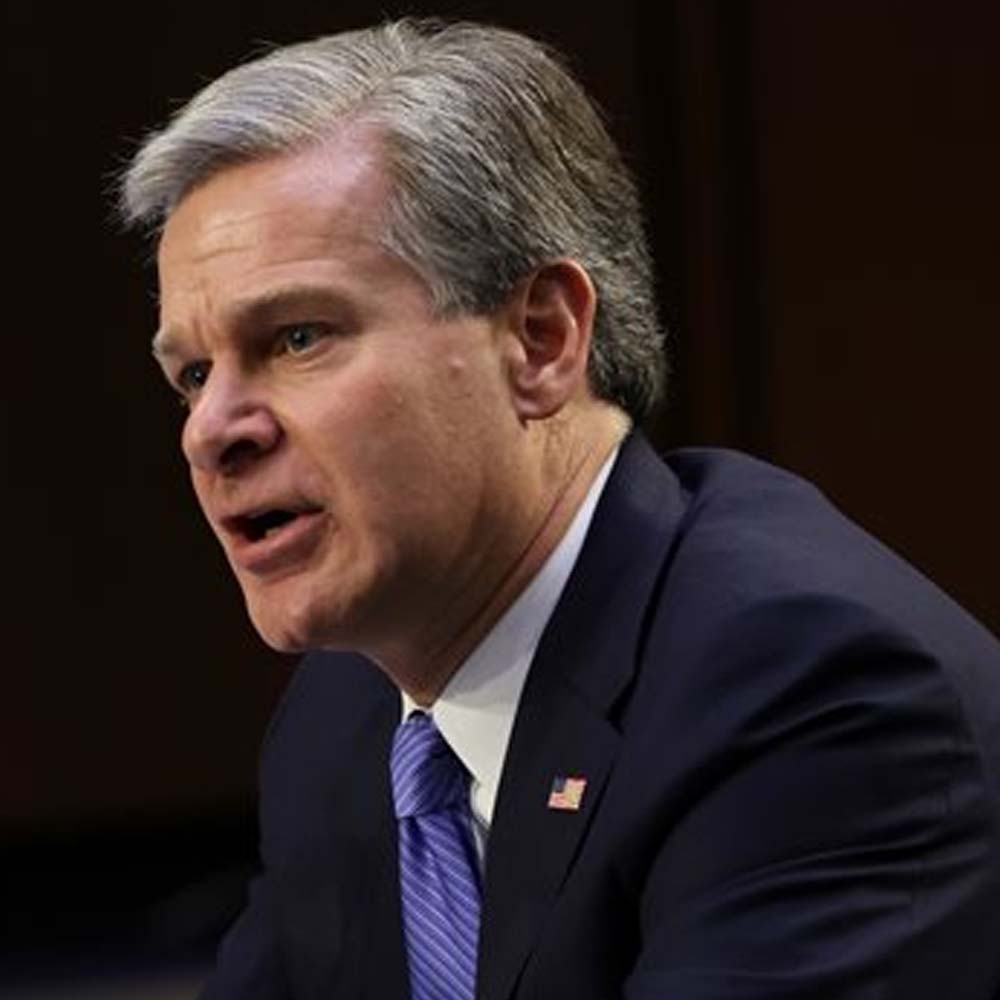 NEWSMAX's tweet photo. Christopher Wray has lost control of the FBI and should resign, according to rank-and-file agents, amid reports that a senior bureau official left the agency following accusations of suspected political bias, The Washington Times has reported. https://t.co/jD260vG5n7 https://t.co/7juUVPr3Gb