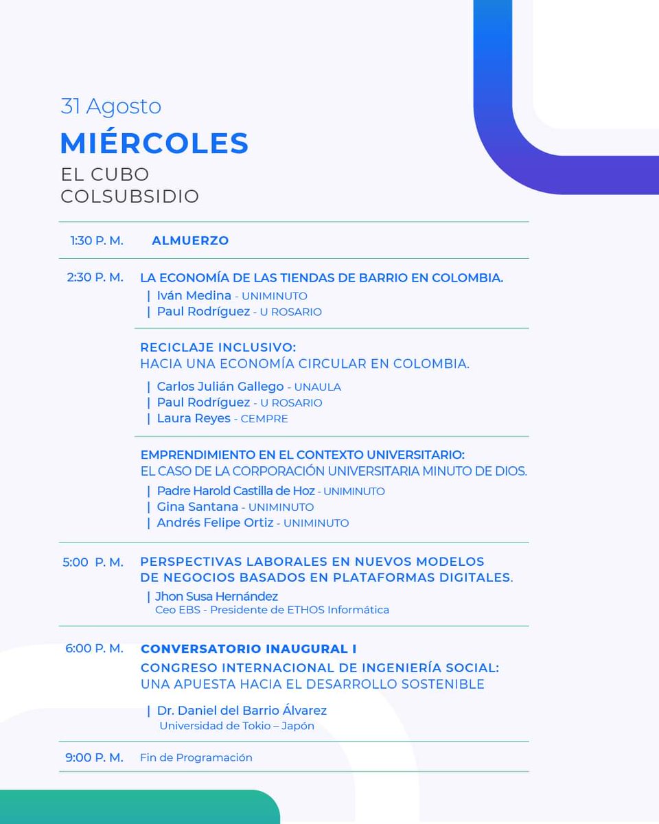 AlianzaEfi's tweet photo. Damos inicio a la jornada de la tarde en nuestro primer día de #CIIIE.
No se pierdan ninguno de los eventos que tenemos para ustedes.
En este link pueden seguir la transmisión en vivo:https://t.co/dpEcjhhYW7
#SomosColombiaCientífica. https://t.co/ev2eJRrr0S