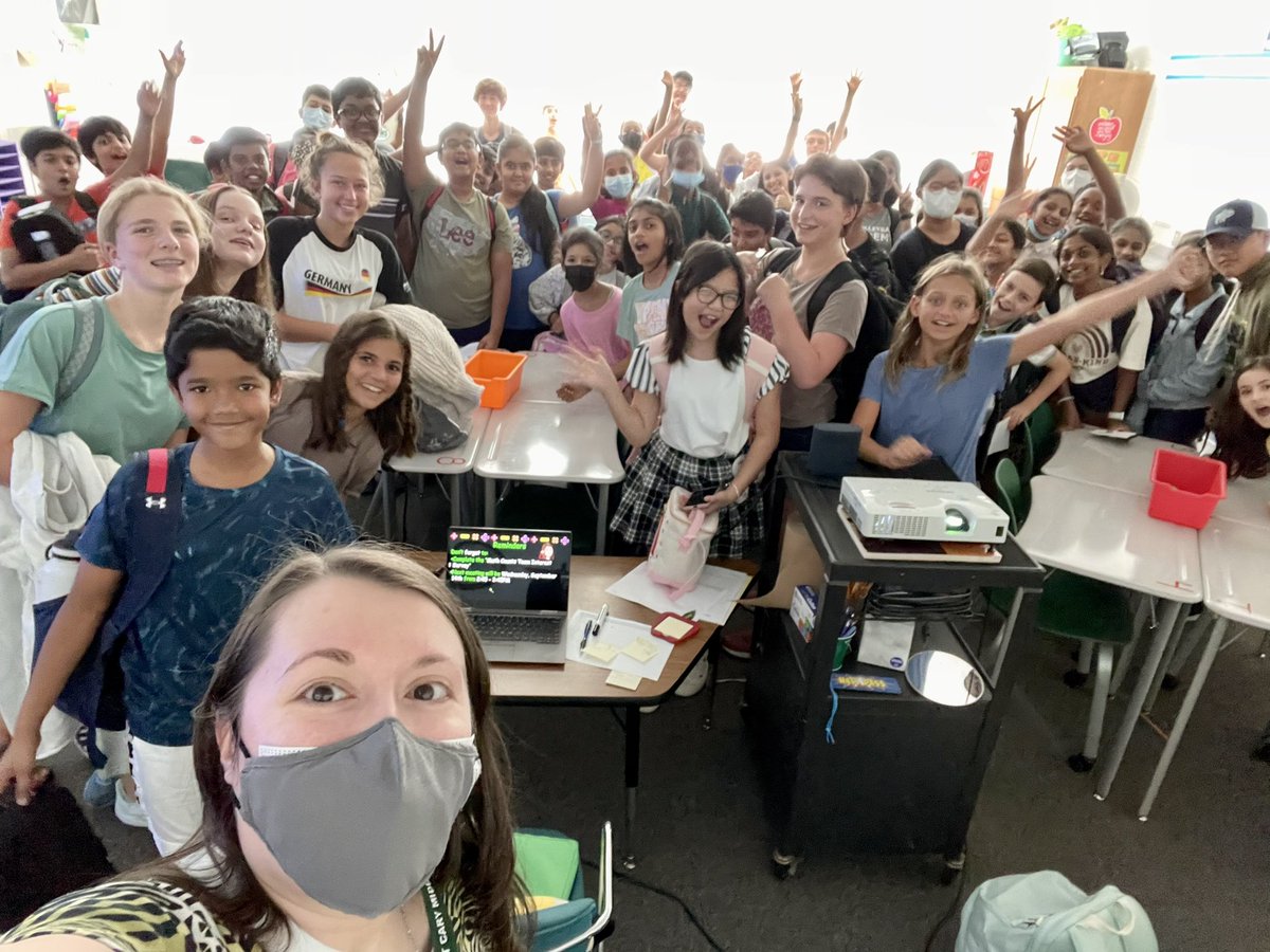 LangerMath's tweet image. The interest meeting for Math Club was a HUGE success! I am OVERWHELMED by the turnout this afternoon, especially with such short notice. Thank you to all who came, and those that wanted to but couldn’t. My heart is full! 💕 @westcaryimps #MathClub #IMPressed 💚🤍🖤