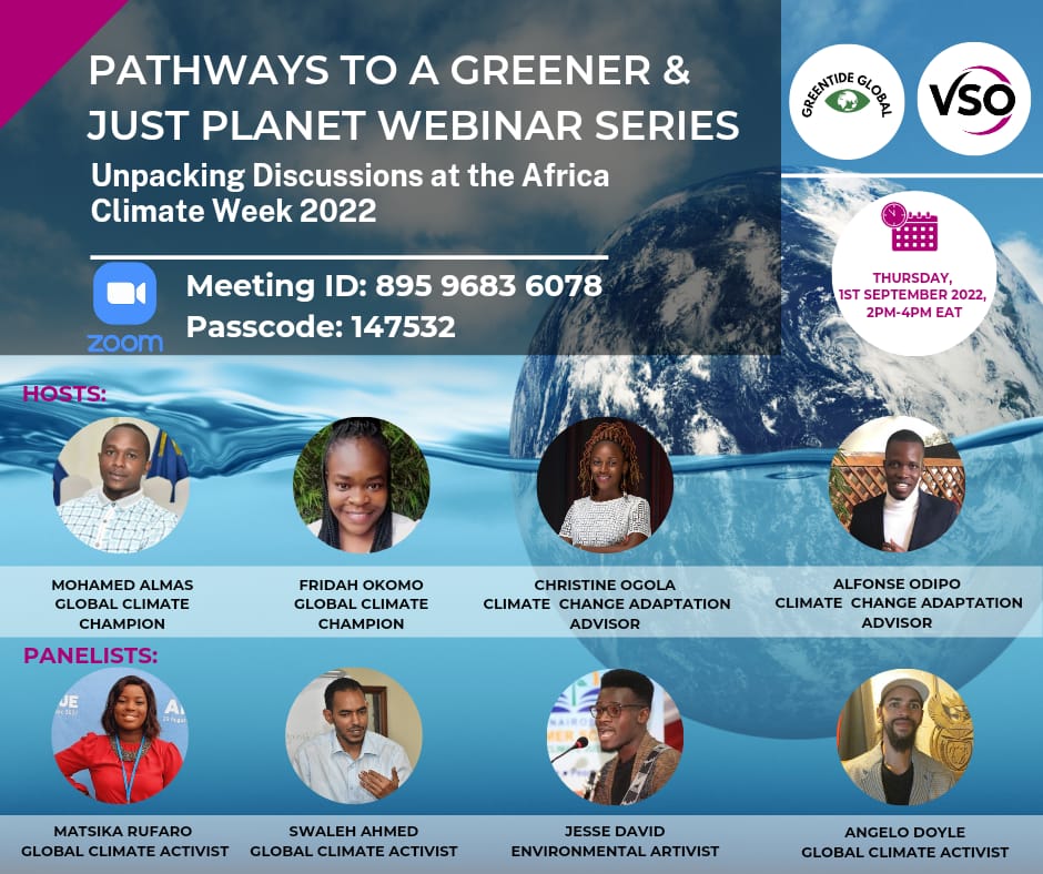 GreenTideGlobal's tweet photo. Are you keeping up with the Africa Climate Week! 

We shall have live insights &amp; reflections tomorrow 1.09.22 at 2-4p.m. EAT of the #ACW2022 in Gabon. 

@RufaroMatsika1 
@Jesse_david_j @iplantSA @GreenTideGlobal
#greentide
#ACW2022 
#climatenegotiationke
#climatejusticenow https://t.co/n9h1TCAkdZ