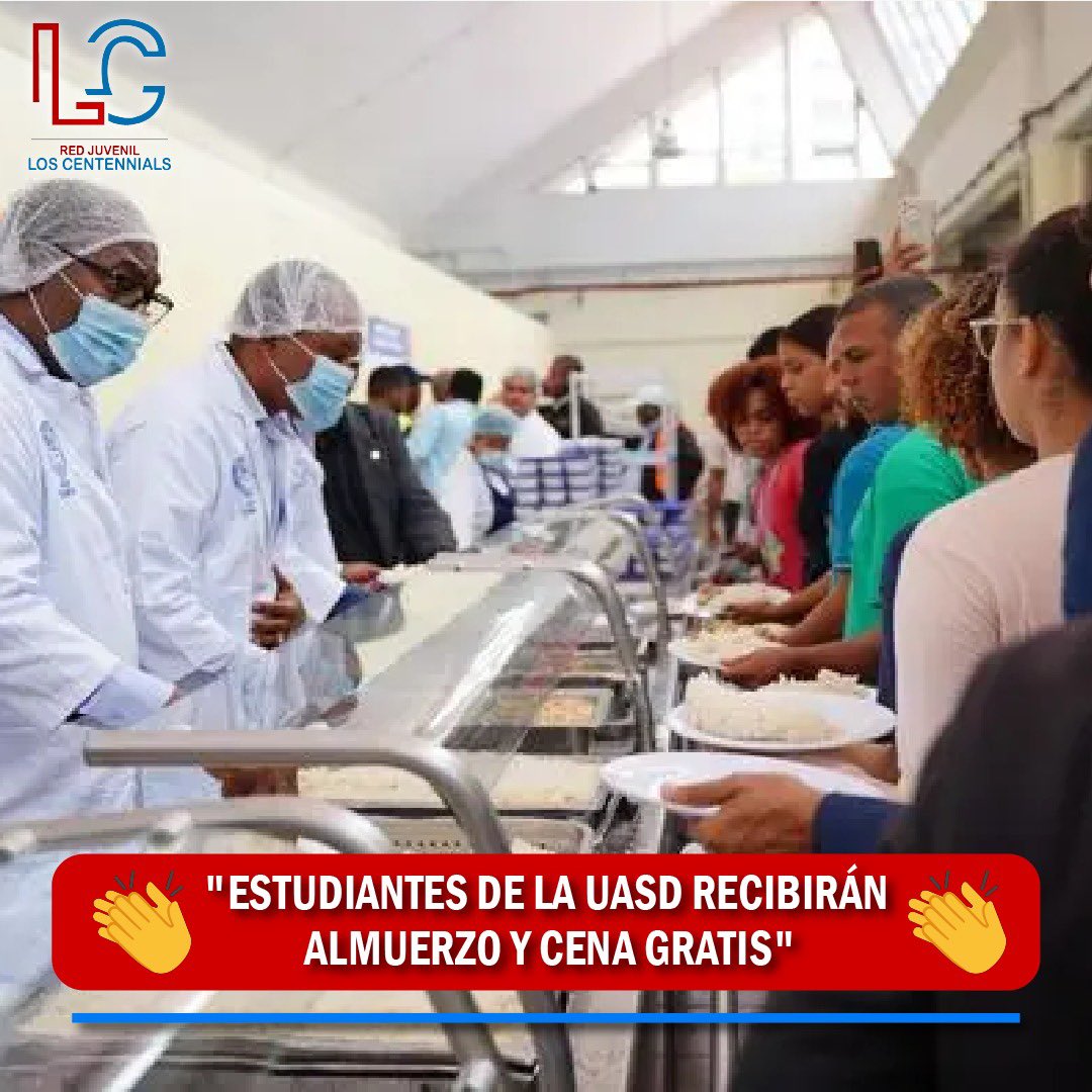 los_centennials's tweet photo. "'ESTUDIANTES DE LA UASD RECIBIRÁN
ALMUERZO Y CENA GRATIS" #loscentennials https://t.co/FsfE6w8j65