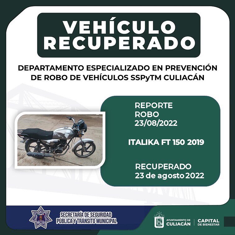 SSPyTM_Culiacan's tweet photo. #VehículosRecuperados ll Estos son los vehículos recuperados del 23 al 29 de agosto, por elementos del Departamento Especializado en Prevención de Robo de Vehículos de la SSPyTM Culiacán.
#SSPyTM #DEPROV #CapitaldeBienestar #911Emergencias @C4iSinaloa https://t.co/KZxMWGUTRr