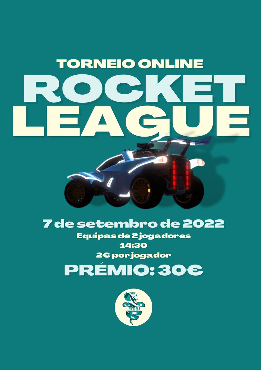 Não ficamos por aqui, mais um torneio, desta vez um torneio de Rocket League 🐍.

O torneio será on-line a partir de casa no dia 7 de setembro pelas 14:30.

Casa equipa será de 2 jogadores (mais informação no Instagram).

Inscrições até dia 6.

Contamos contigo 🐍