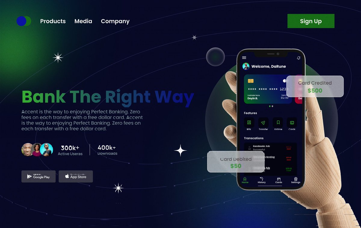 DominionCastiel's tweet photo. Landing Page Design for "Accent"
Full Project on my Dribbbleπππ»
https://t.co/8blRkn52MT
If you're interested in writing the codes for it, send me your emailπ
Please help me Retweet π Thanksπ₯Ίβ€οΈ.
#uidesigns #100DaysOfCode #ECX30DaysofDesign #figma #fintech https://t.co/vS8Rj1Xpce