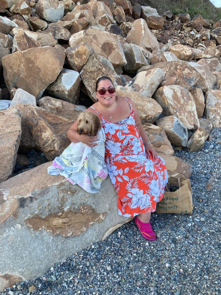Me and my boy at the beach, both been for a swim!