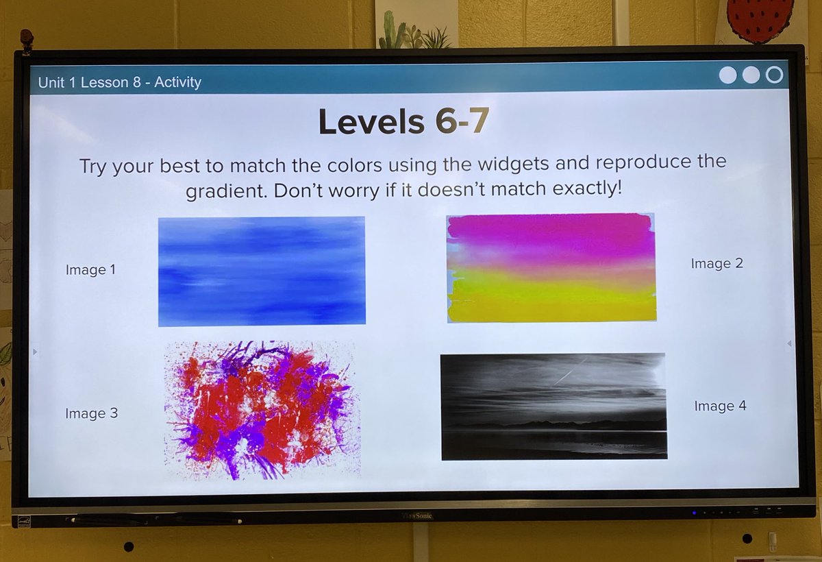 MrsE_MHS's tweet image. Students applying their knowledge of color images as they try to create digital representations of the four analog images using the color pixelation widget. @MadeiraSchools #csforoh #osln @codeorg