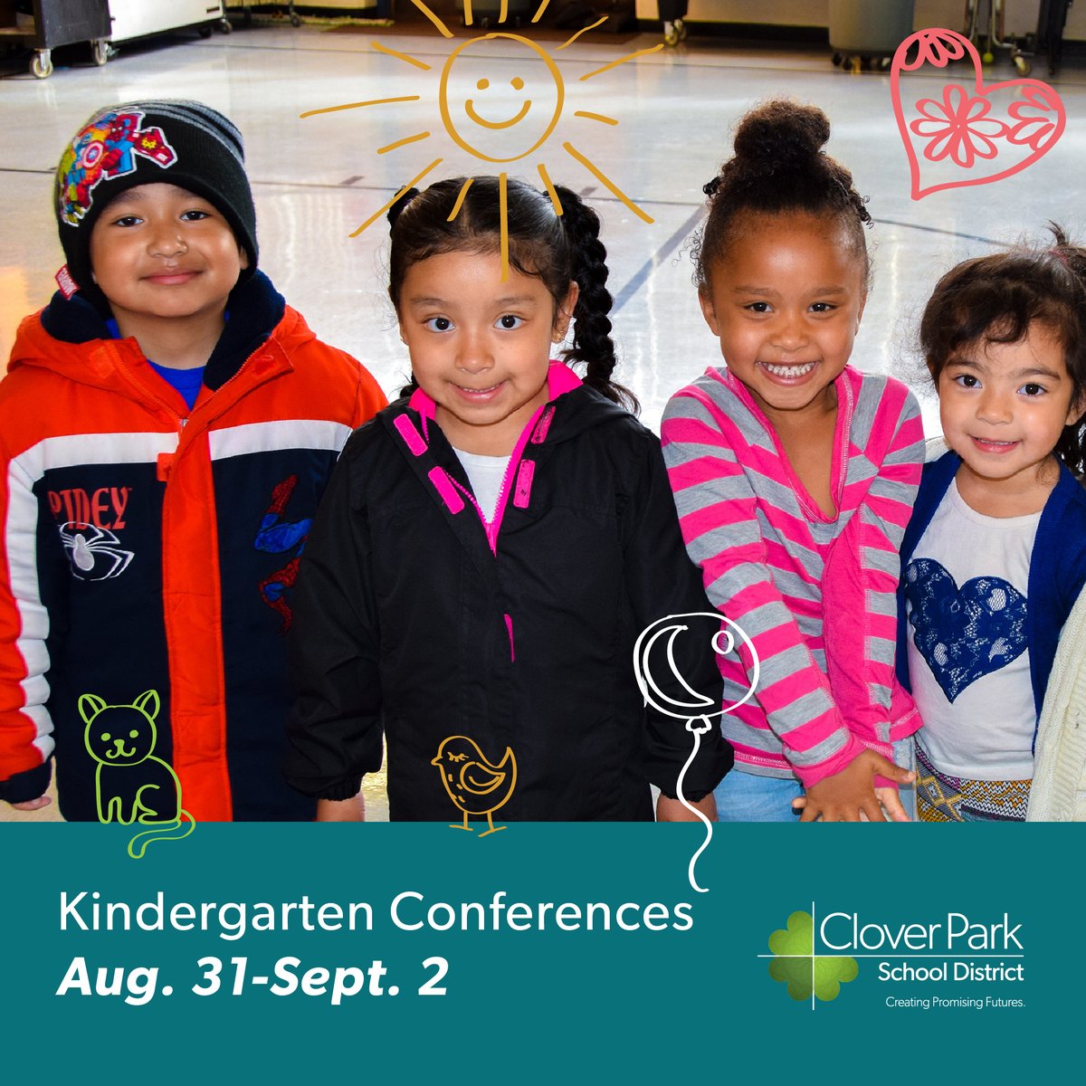 CloverParkSD's tweet photo. Kindergarten conferences begin today, Aug. 31, and continue until Friday, Sept. 2. π§π½β Welcome to all the brand-new CPSD students and families who are beginning their educational journey! #CreatingPromisingFutures https://t.co/GnWIHivh77
