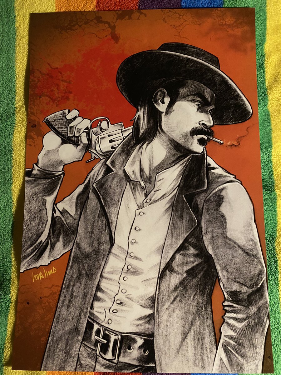 HilaryDF's tweet photo. Anybody out there interested in a @LoraInnes Doc Holliday print? I was lucky enough to win a signed one at a raffle so Iโd like to give this one away. He deserves to go to a good home.
#WynonnaEarp https://t.co/ulbPtuLUMC
