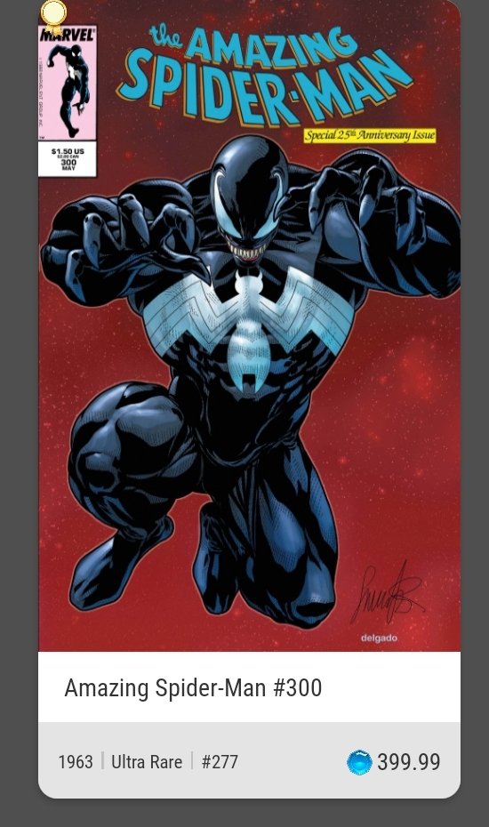 Waka_mole's tweet photo. Cheapest sub #300 Ultra-rare AS#300 up for sale! 

There's a couple of sets i want to complete - and 💎 are limited for me 🥲 (otherwise i wouldnt sell this bad boy). 

#AmazingSpiderman #VeVeFam #NFTs #Marvel #Spiderman #Venom #FA #RealFA 😎✌️ https://t.co/Vt0q6LBKE1