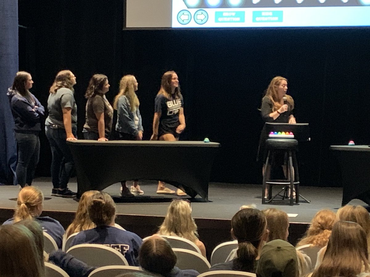 ProfJBock's tweet image. Prof. Todd leading FSOE Family Feud. She’s in her element!!