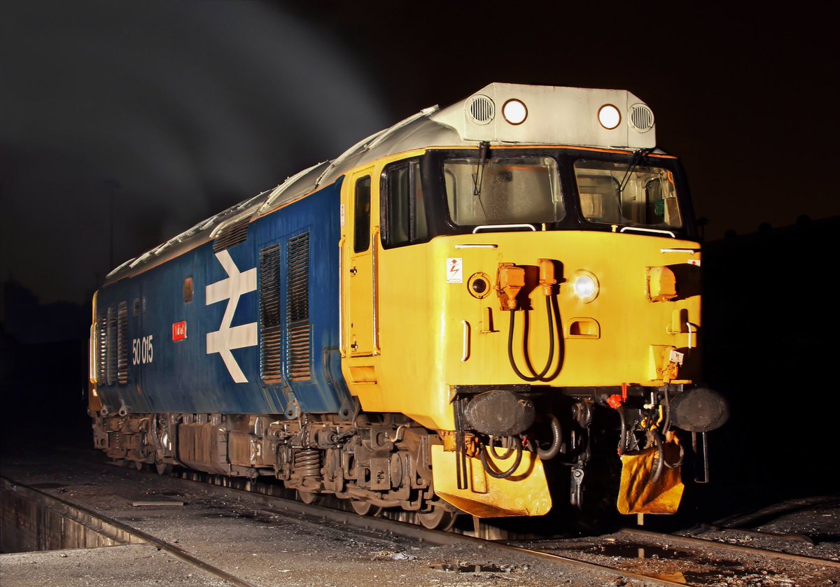 Under staged lighting, 50015 'Valiant' recreates a scene from the 1980’s at St Blazey, I mean Buckley Wells Depot, 😅 East Lancashire Railway. 
2nd Nov 2012. 

➡️🚂🏞etsy.com/uk/listing/117…

<a href="/Valiant50015/">Valiant50015</a> <a href="/thefiftyfund/">The Fifty Fund</a> <a href="/Gxerleefreeman/">class 50</a> <a href="/Class50s/">Fifty</a> <a href="/gus50035/">Jonathan Dunster</a> <a href="/eastlancsrly/">East Lancashire Railway</a> <a href="/elrdiesel/">ELR Diesel Group</a>