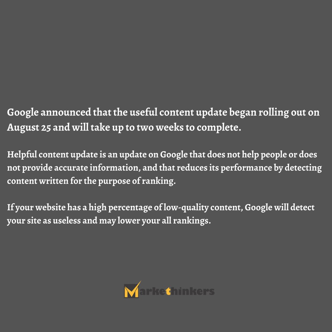 markethinkersgl's tweet image. Hey guys!

Did you see our posts about Google Helpful Content Update? Let&apos;s take a look at our posts! 🚀

#googlehelpfulcontentupdate