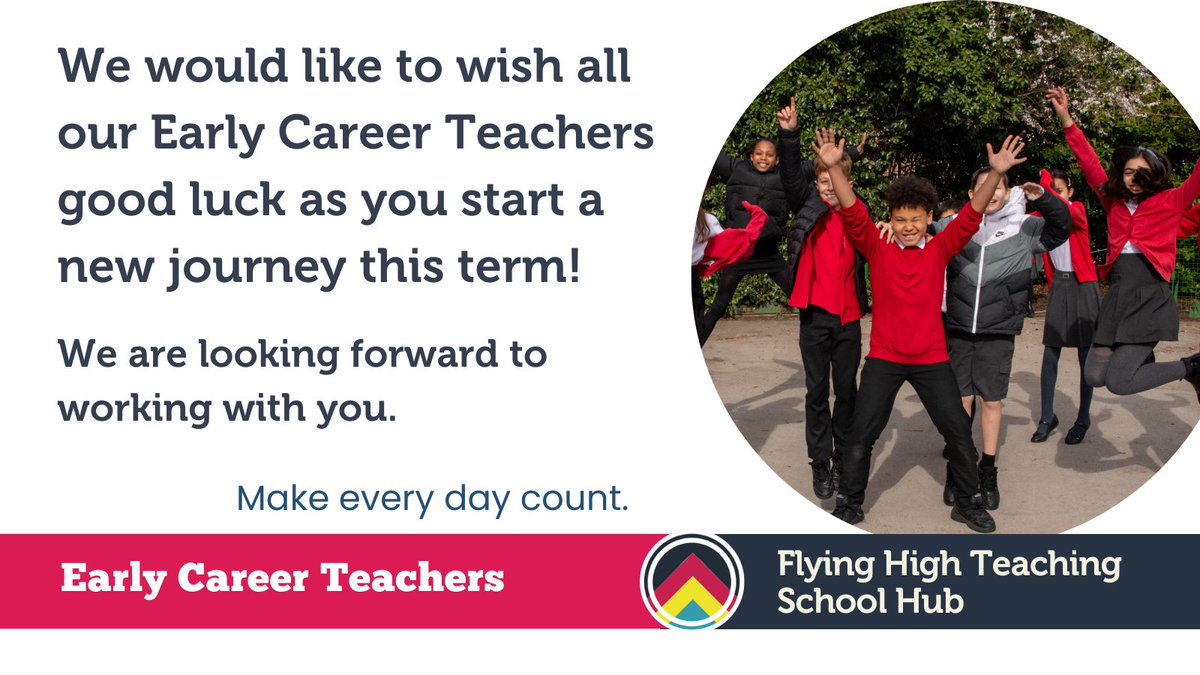 Good luck to all our ECTs!

Don’t forget you can contact us on:
ECF – ezouroulidi@flyinghightrust.co.uk
Appropriate Body – srussell@flyinghightrust.co.uk 

#ECT #earlycareerteachers #makeeverydaycount