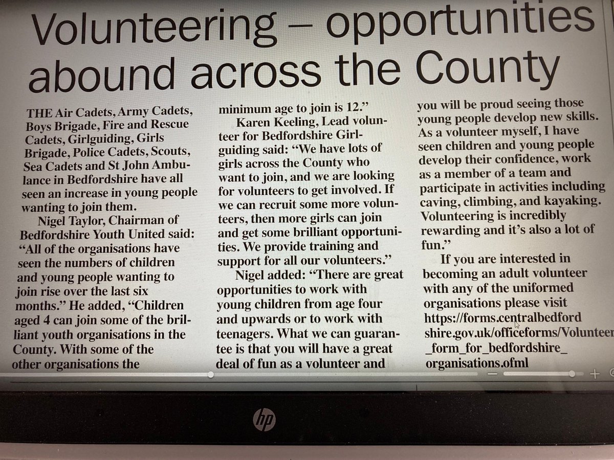 I'm pretty chuffed this article appeared in the Mid Beds Bulletin, Bedford Borough Bulletin and Kempston Calling. Let's hope @BedsCadets <a href="/BedsGuides/">Beds Guiding</a> <a href="/bedsscouts/">Bedfordshire Scouts</a> <a href="/FA_SCC/">Flitwick&AmpthillSCC</a> <a href="/FlitwickBB/">1st Flitwick BB</a> <a href="/BedsFire/">Beds Fire and Rescue</a> get some take up.
