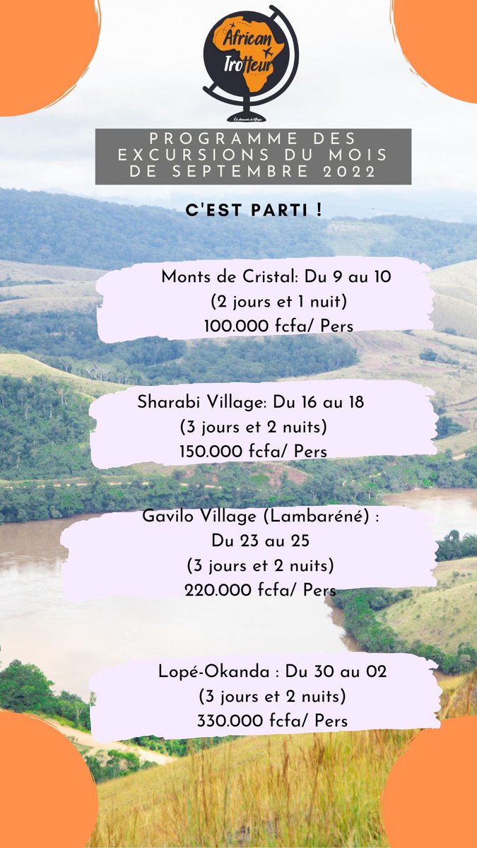 Pour ce nouveau mois de Septembre, nous vous proposons des évasions le temps d’un week-end à la découverte de la nature et du patrimoine🌳🛖

Nous avons hâte de vous retrouver dans nos prochaines excursions 😊

Info &amp; Réservations 👉🏾: wa.me/message/HSBAJK…