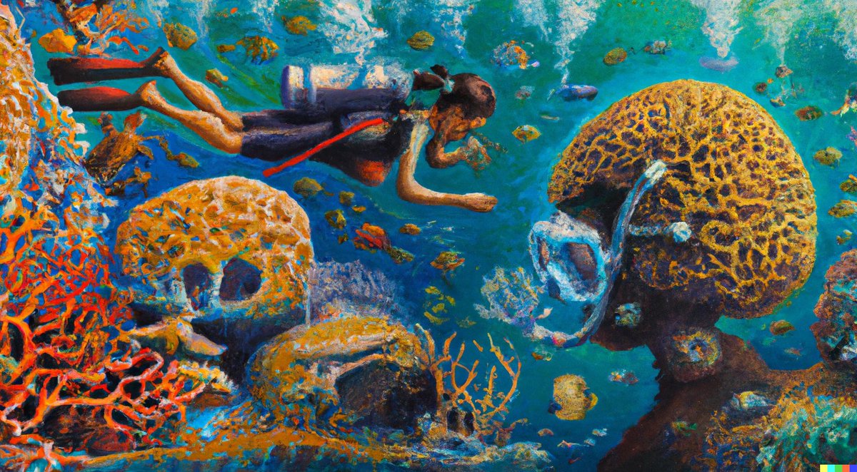 “The Diver's Discovery” — Danielle Baskin x DALL·E <a href="/djbaskin_images/">Danielle Computer Images 💿</a>