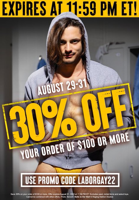 Your VIP #HappyLaborGAY pre-sale offer expires at 11:59pm ET: Use sale code LaborGAY22 for an EXTRA 30%