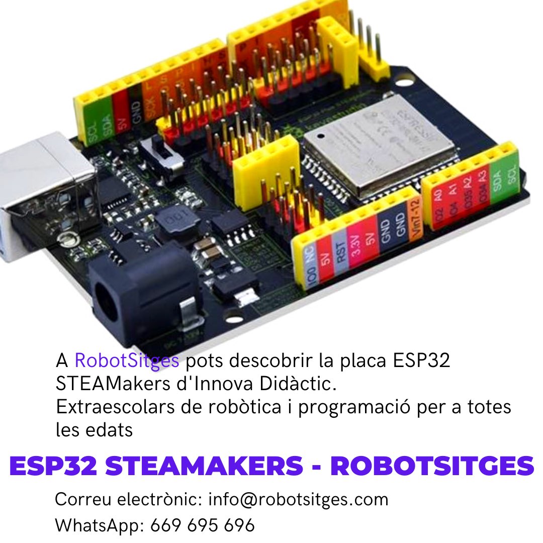 RobotSitges's tweet photo. #sitges
#extraescolars
#robòtica
#programació
#roboticaeducativa
#steam
#innovadidactic
#arduinoblocks
#esp32steamakers https://t.co/S0XjyATbTX