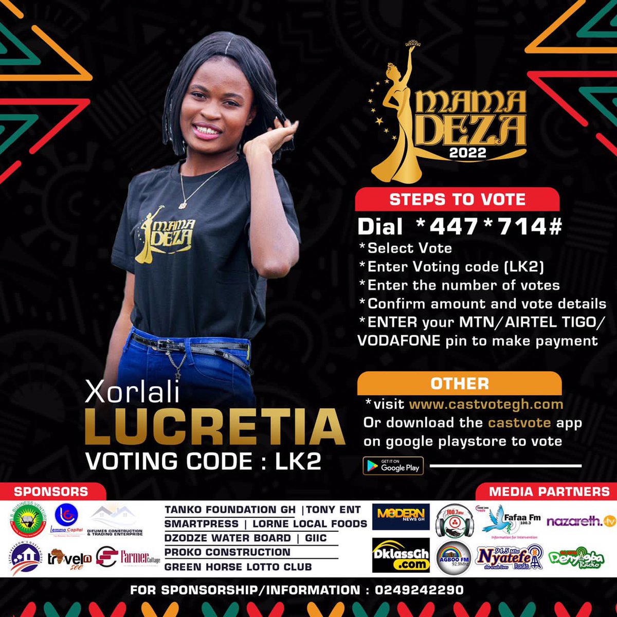 HedgesWalter2's tweet photo. Please support Xorlali Lucretia by VOTING Dial   *447*714# Pick LK2 Then amount of vote thank you 🙏 VOTING STARTS TOMORROW 🙏🙏

SisterMina Luclyn✨ https://t.co/wsDMXzrPfO