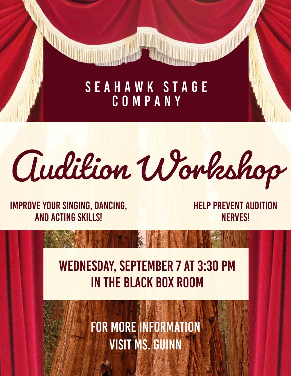 A workshop with Ms. Guinn: Improve your singing, dancing, and acting skills on September 7th in the Black Box at HHIHS at 3:30pm.
hhihs.beaufortschools.net/whats-new/~boa…