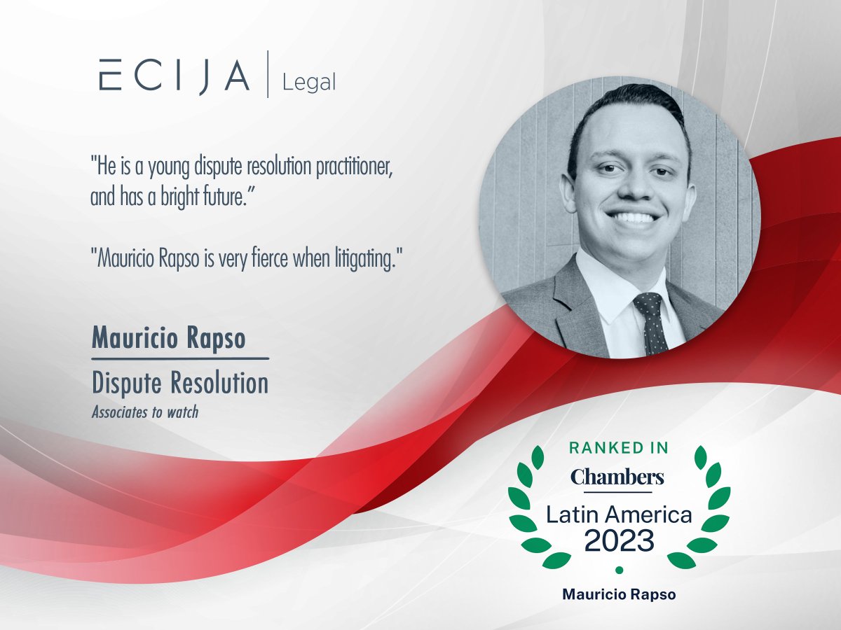 ecija_cr's tweet photo. Nuestro asociado especialista en resolución de conflictos Mauricio Rapso ha sido reconocido por @ChambersGuides en su edición #Latam2023 como un asociado destacado en el área de Dispute Resolution.
¡Felicitaciones!
#ECIJATeam
#disputeresolution #associatestowatch https://t.co/irZjxM3rzc