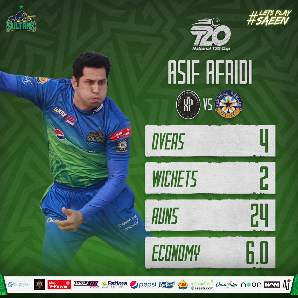 MultanSultans's tweet photo. The ever-consistent @asifafridi65 doing what he does the best taking wickets while not giving away runs.

#NationalT20Cup #KPvsCP https://t.co/2Zl71IpWlm