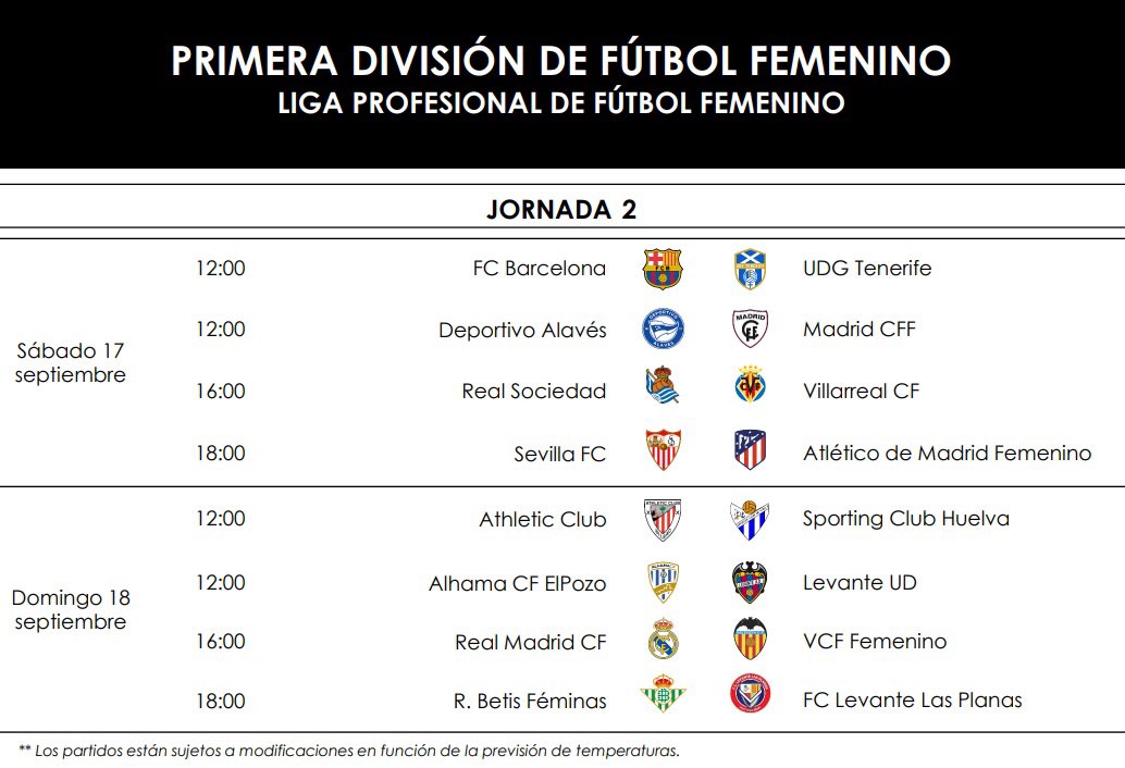 ⏰HORARIOS LPFF⏰

➡️Aquí tenemos los de la segunda que se jugará los días 17 y 18 de septiembre.