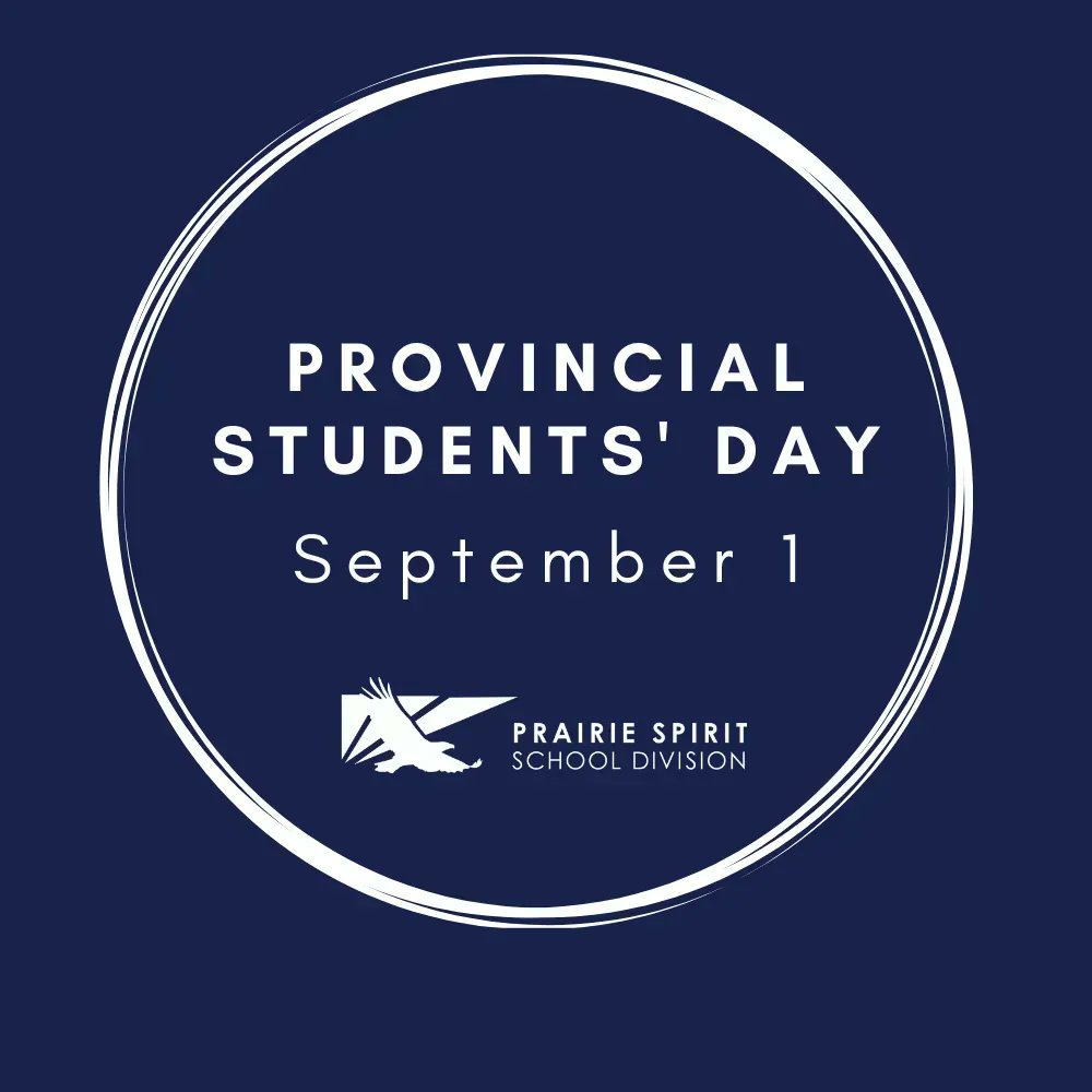 prairiespiritsd's tweet image. The first day of school - Provincial Students&apos; Day - is an exciting day! The Min. of Education designates Provincial Students&apos; Day each year to acknowledge the importance of all students and to alert drivers that students are back in school - this year on Sept. 1 #BacktoSchoolSK
