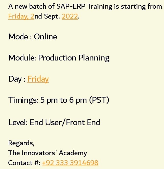 Innovators_Sch's tweet photo. SAP-ERP Training with Server access for your hands on https://t.co/f9bpBRnQ7W