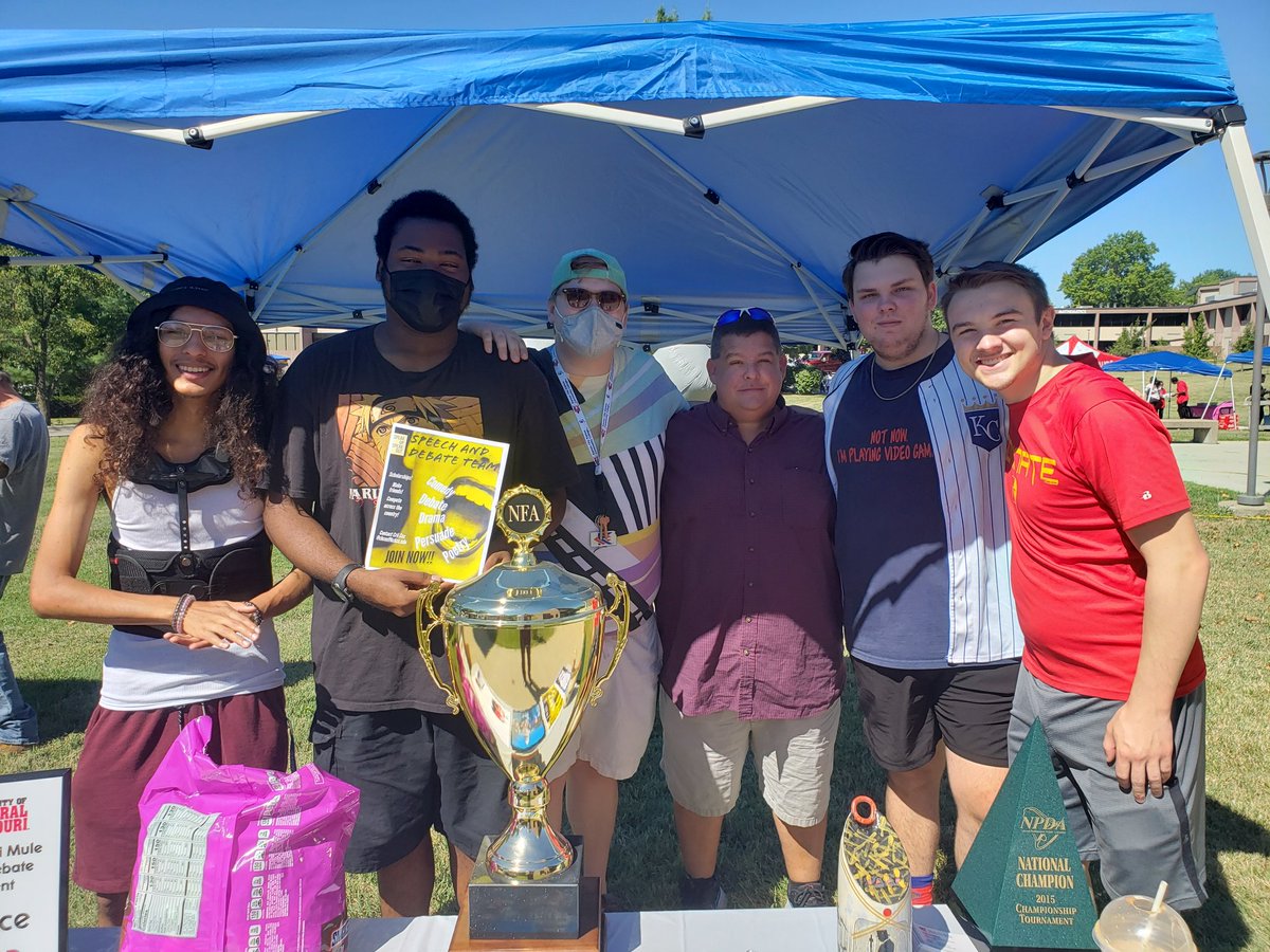 Debate and Forensics squad at the back to school bash #hornsup #forksup