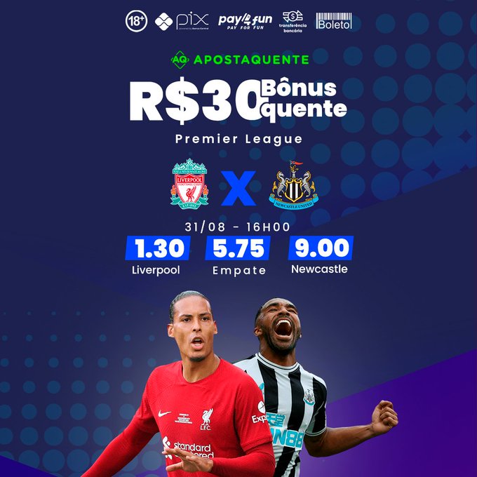 A danada da #PremierLeague est&aacute; on 🔥! Chega mais para garantir aquele b&ocirc;nus quente! No duelo entre Liverpool<a href="/tag/premierleague"class="tags">#PremierLeague</a><a href="/tag/apostaquente"class="tags"><span>#apostaquente</span></a>
