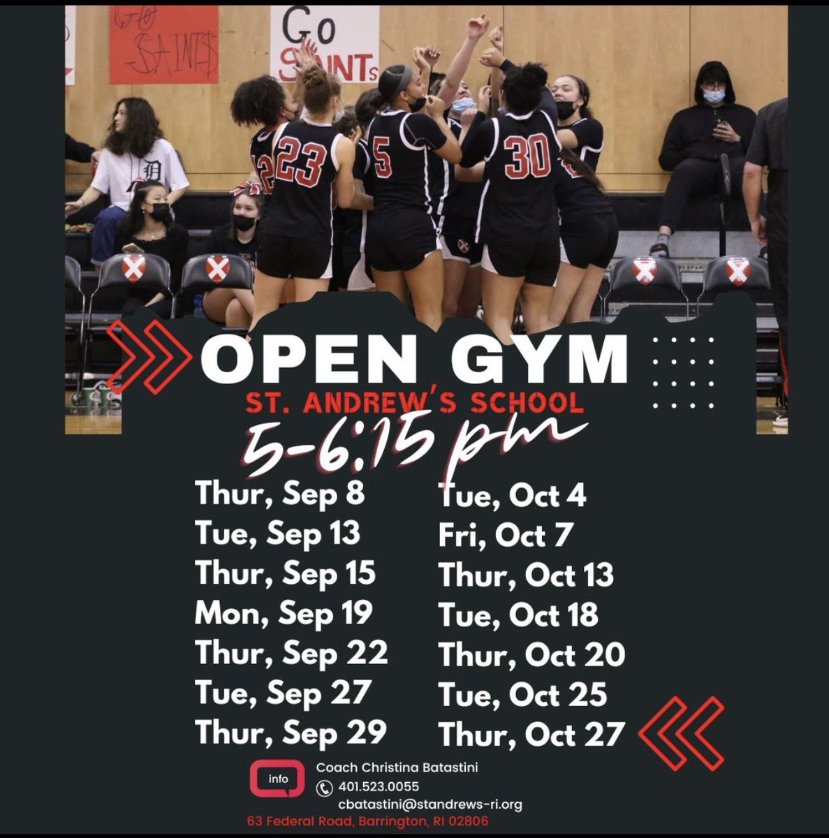 This is my open gym schedule for this year !