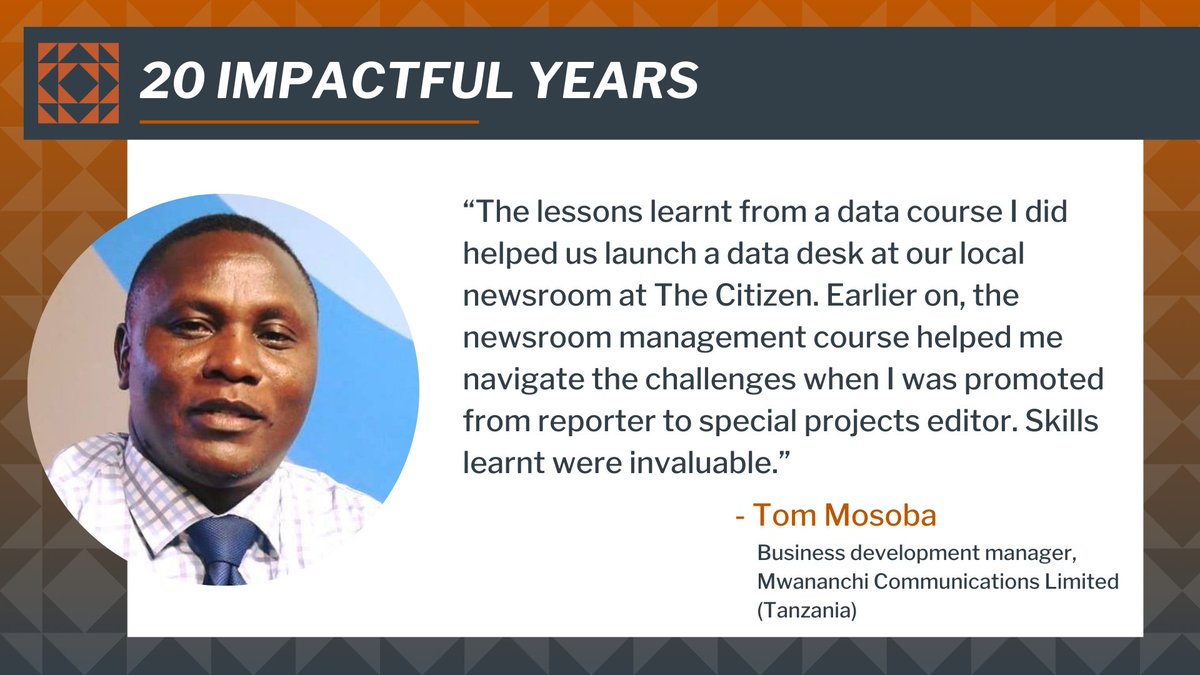KnightCenterUT's tweet photo. 🎉 To celebrate 20 years of @KnightCenterUT, we asked members of our community to tell us how our programs and activities impacted their careers and journalism around the world.

Here is what @TomMosoba1 said ➡️

#KnightCenter20 https://t.co/FNP04rGay3