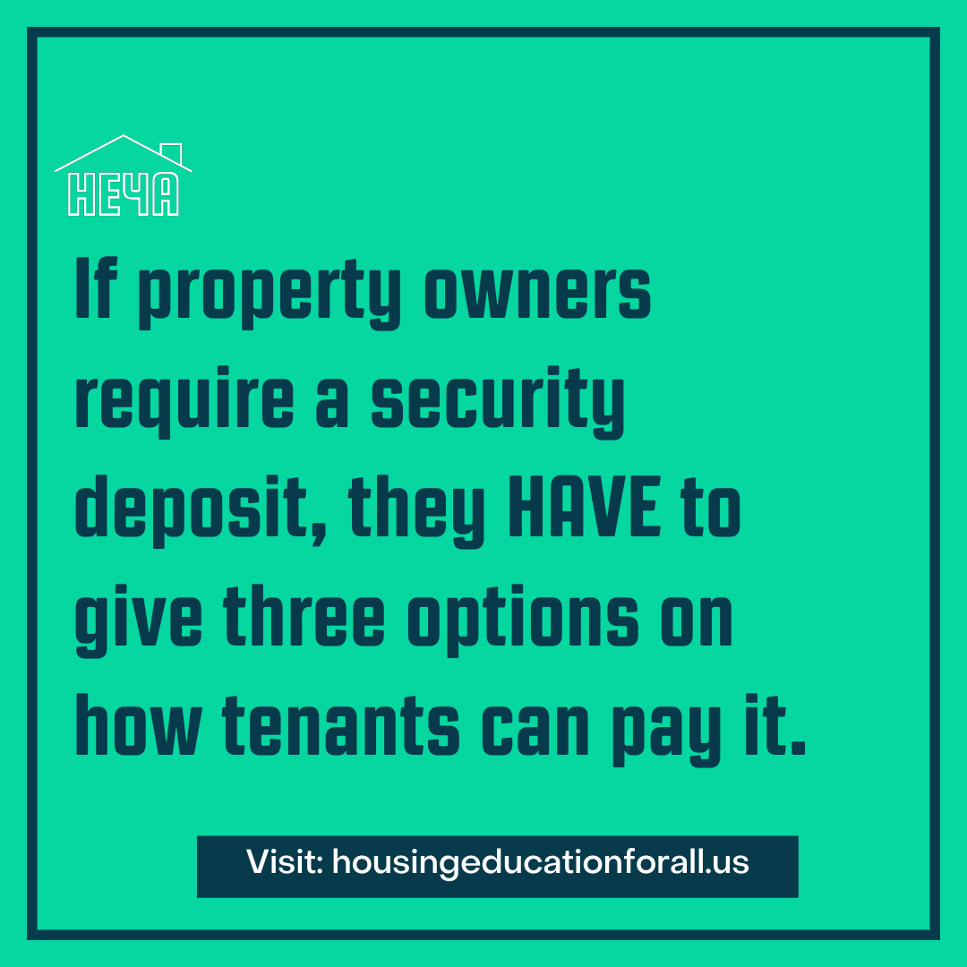 Housing4ALLCbus's tweet photo. Three ways of making that payment:

1. Pay security deposit in full before entering a rental agreement;
2. Pay security deposit over no fewer than three monthly installments; or 
3. Pay security deposit over no fewer than six monthly installments.

#knowyourhousingrights https://t.co/HCd10nrXiB