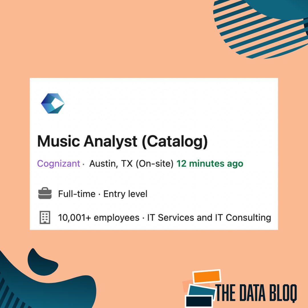 How cool would it be to turn your passion for music and data into a full time job as a Music Analyst. Let nothing stop you from applying for Cognizant's Music Analyst role.

Skills required: Experience in the music industry, data management and analytical skills

#music #analyst