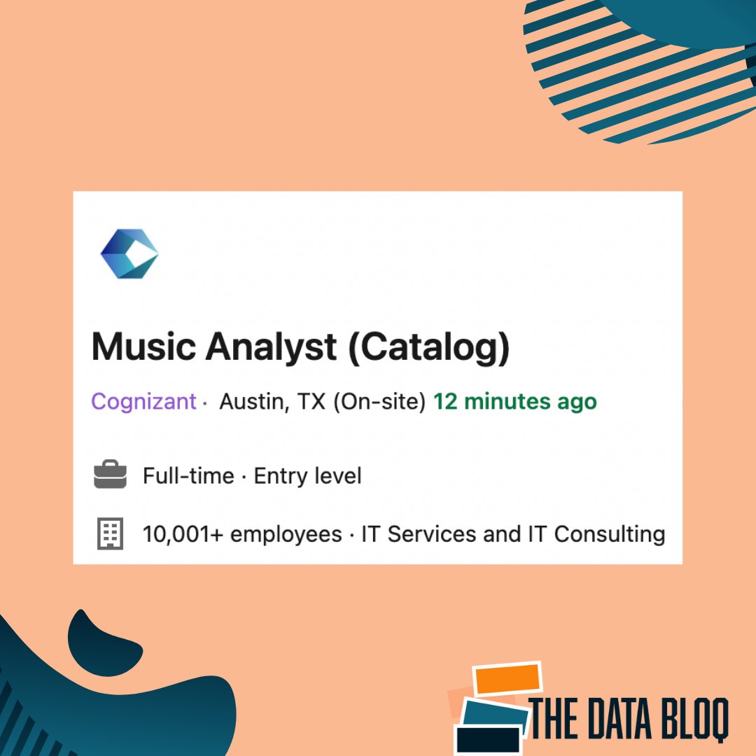 How cool would it be to turn your passion for music and data into a full time job as a Music Analyst. Let nothing stop you from applying for Cognizant's Music Analyst role. Skills required: Experience in the music industry, data management and analytical skills #music #analyst