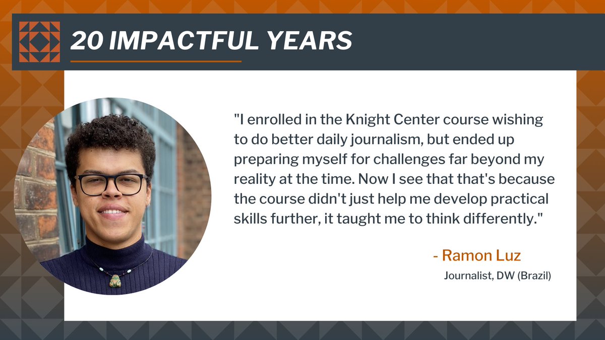 KnightCenterUT's tweet photo. 🗣️ We asked members of the @KnightCenterUT community to tell us how our programs and activities have impacted their careers and journalism around the world. 

Here is what @luzramonluz said ➡️

🎉#KnightCenter20 https://t.co/PULNHuylmv