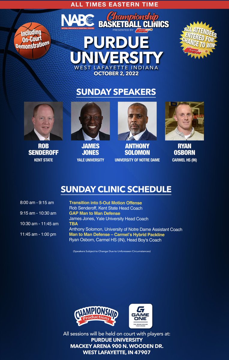 Coach_Osborn's tweet photo. One of the more incredible lineups I’ve seen in a long time! Join me for the NABC Clinic at Mackey all weekend starting 9/30. If you can hang for the final speaker Sunday, maybe we can grab some lunch and talk hoops! 

Register before 9/23 for early discount https://t.co/fiBgKNvV3y