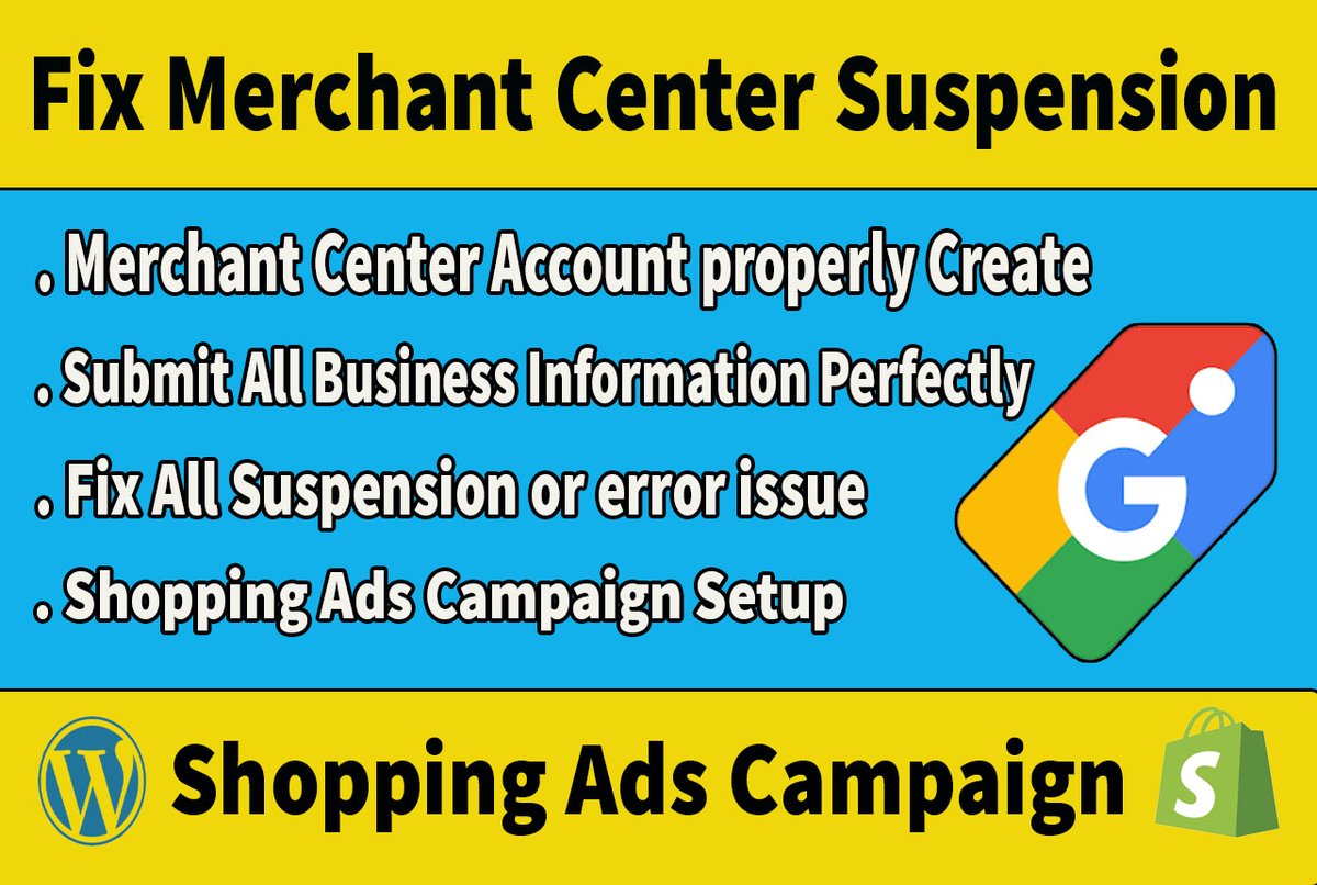 Apantor465's tweet image. If your google merchant center account has been suspended due to misrepresentation or any other policy violation & you want to solve it.
Don’t worry more, i am here to  fixed your all problem & error
#DigitalMarketing 
#merchantcenter