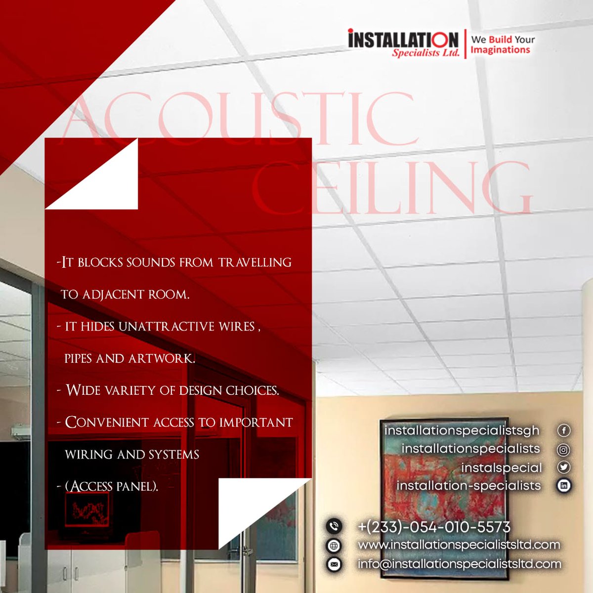 installspecial's tweet photo. Acoustic Ceiling
Call Us on Phone Number 📞: 0540105573 for orders and Supply
#acousticceiling #buildingmaterials #construction #ghana #architecture #interiordesign #ceiling #plasterboards #AcousticCeiling https://t.co/cc7Zxgb43Q