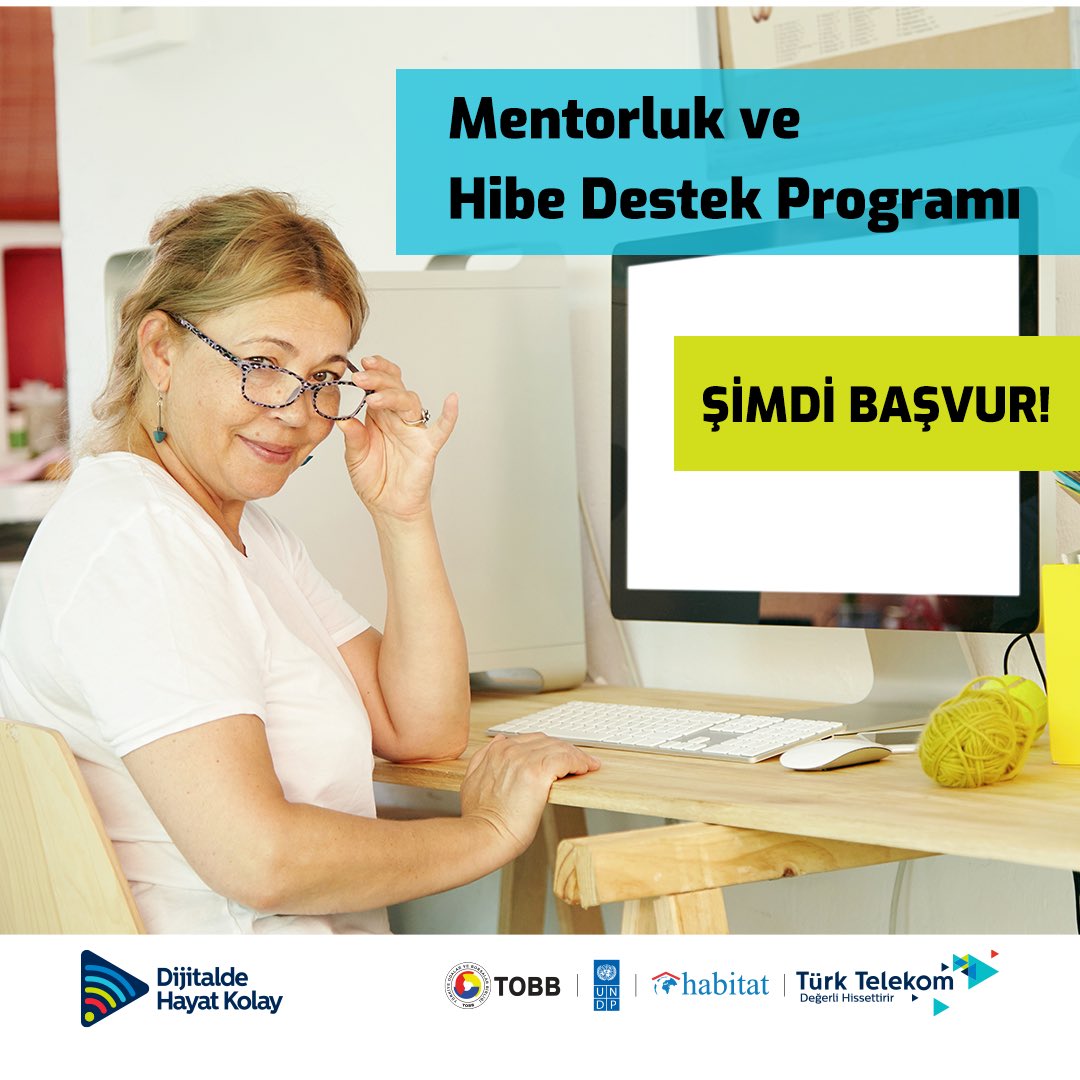 Türk Telekom, Türkiye Odalar ve Borsalar Birliği, Birleşmiş Milletler Kalkınma Programı ve Habitat Derneği ortaklığında yürütülen Dijitalde Hayat Kolay projesi kapsamında düzenlenen Mentorluk ve Hibe Destek Programı başvuruları başladı. Detaylar için: turkiyeyedeger.com.tr