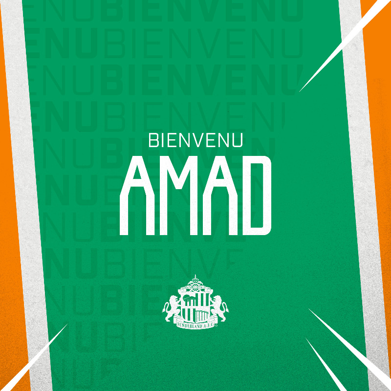 SunderlandAFC's tweet photo. 🇨🇮 𝗔𝗺𝗮𝗱 𝗵𝗮𝘀 𝗮𝗿𝗿𝗶𝘃𝗲𝗱.

We are delighted to confirm the signing of Amad on a season-long loan from @ManUtd ✍️